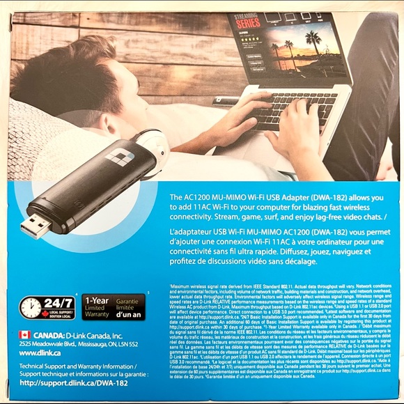 Wireless AC1200 Dual Band USB Adapter D-Link - Picture 2 of 6